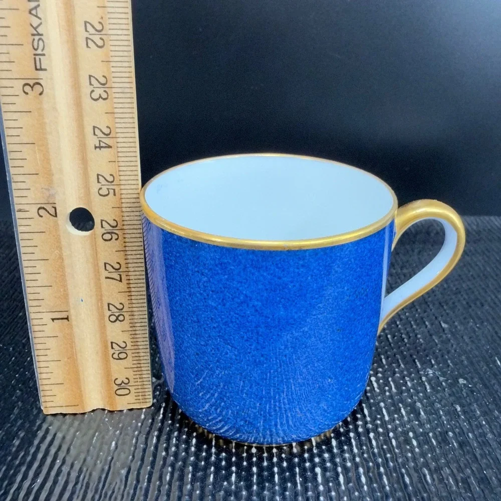 Spode Copeland China Cobalt Blue Gold Trim Demitasse‎ Cup Saucer Set England VTG